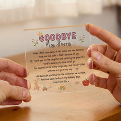 Personalised Nursery Teacher Goodbye Acrylic Plaque Gift Leaving Nursery Keepsake from Child