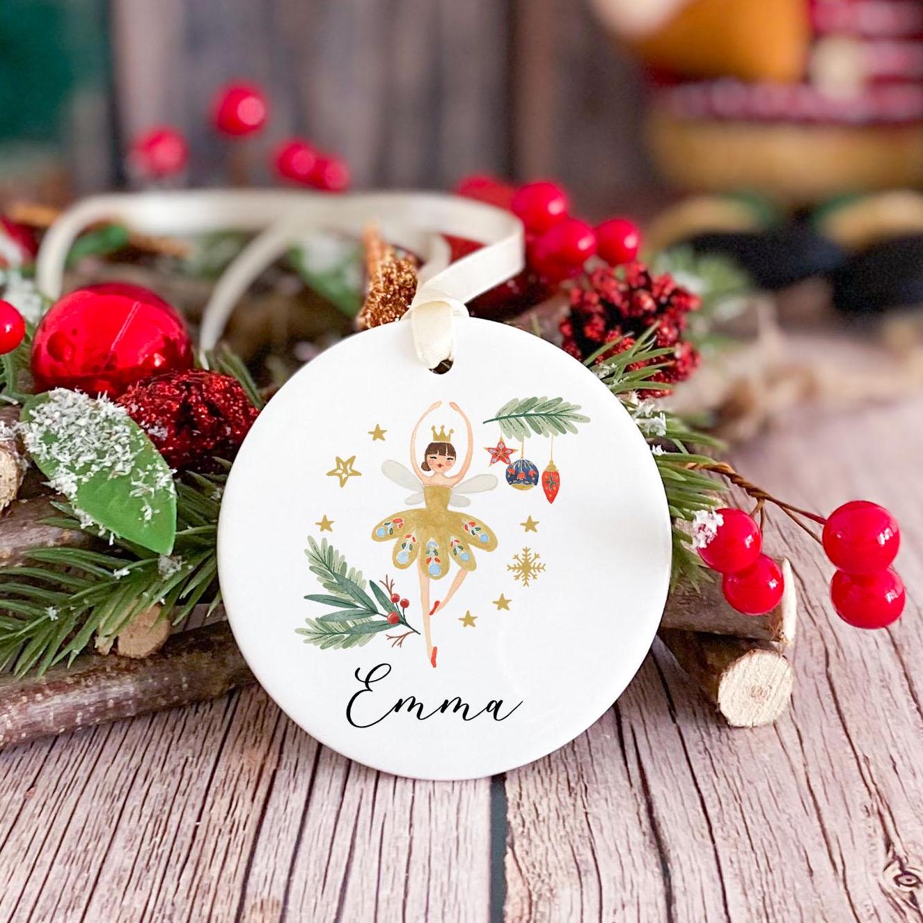 Personalised Nutcracker Ballerina Christmas Ornament with Name for Boy Girl Son Daughter Grandson Granddaughter Nephew Niece Keepsake Gift