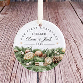 Personalised Our First Christmas Engaged Ornament Gift For Fiancée Fiancé Elegant Tree Decoration for Couple Engagement 1st Xmas Keepsake