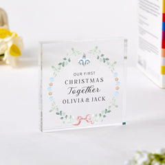 Personalised Our First Christmas Together Acrylic Keepsake – Romantic Festive Ornament for Boyfriend, Girlfriend, Husband or Wife