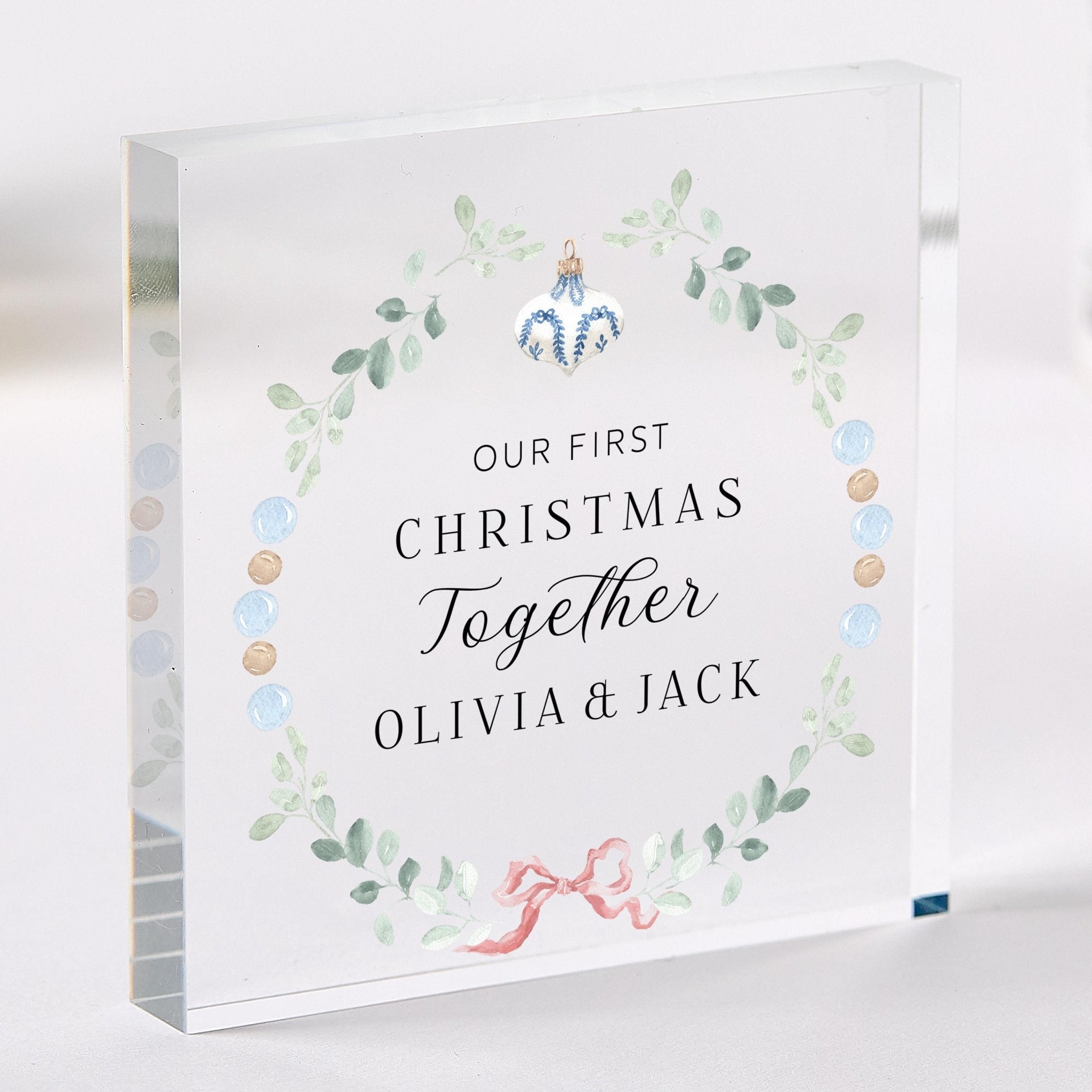 Personalised Our First Christmas Together Acrylic Keepsake – Romantic Festive Ornament for Boyfriend, Girlfriend, Husband or Wife
