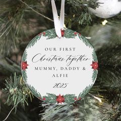 Personalised Our First Christmas Together as a Family Ceramic Ornament Gift for New Mum Dad Parents Wife Family Name Tree Decor Keepsake