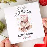 Personalised Our First Mother's Day Card New Mum 1st Mothers Day Gift from Baby Custom Name Mama Bear Mummy and Baby Keepsake Card with Date