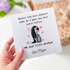 Personalised Penguin Card for Mum Cute Animal Card from Child Mother's Day or Mum's Birthday Card I Am Your Little Penguin