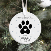 Personalised Pet First Christmas Ceramic Ornament Dog Cat Paw Print Keepsake Tree Decor with Name Gift for Pet Owner or Animal Lover