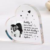 Personalised Photo Heart Plaque for Daddy Custom Acrylic Gift from Daughter or Son Father's Day or Dad's Birthday Keepsake for Dada