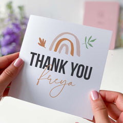 Personalised Rainbow Design Thank You Card With Name Thank You Gift Card For Teacher Friend Mum Sister Her Him Appreciation Gift Card Nurse