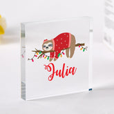 Personalised Sloth Christmas Acrylic Plaque Cute Funny Keepsake Gift with Name for Children Friend Family Her Him