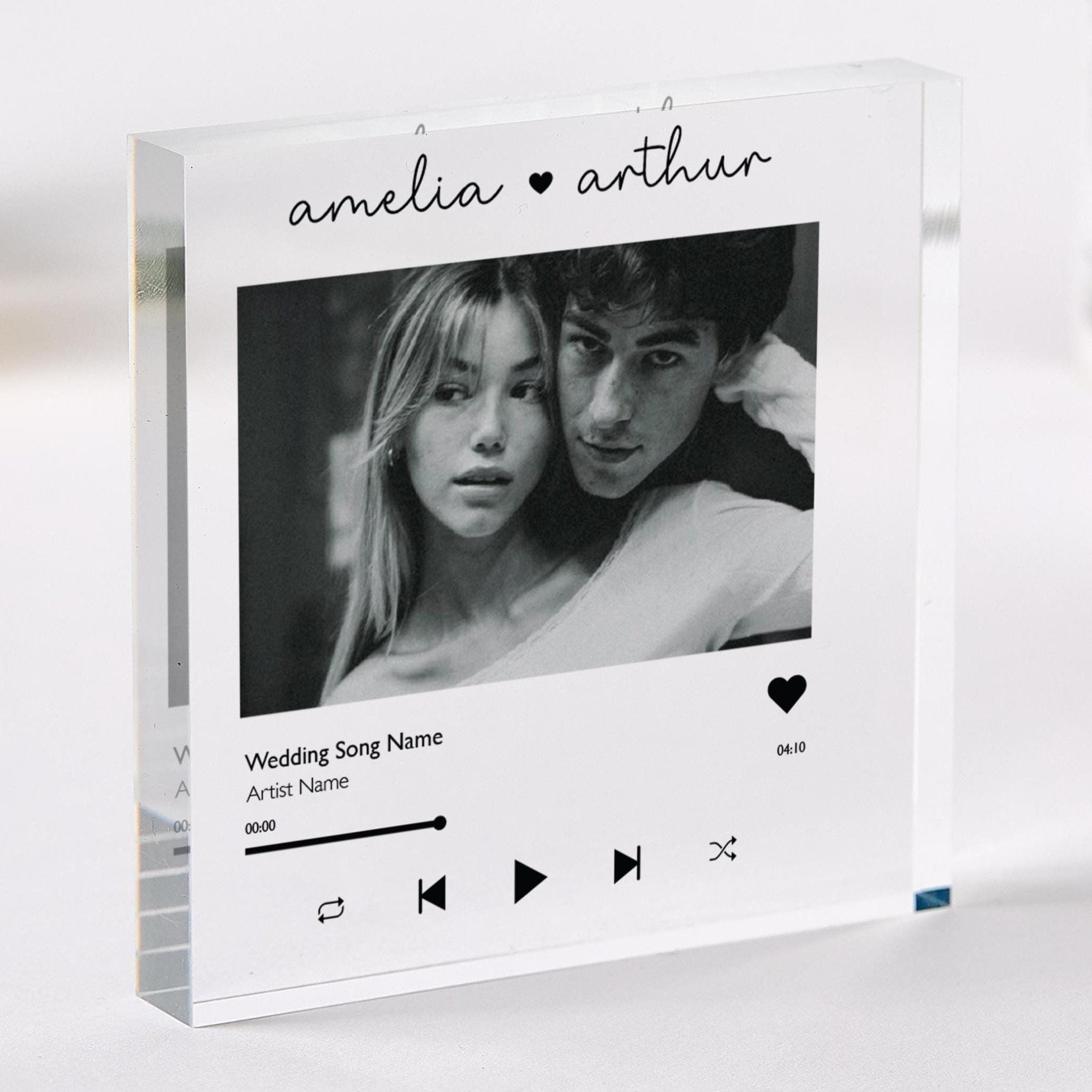 Personalised Song Acrylic Plaque with Photo Music Player Gift for Couple Girlfriend Wife Engagement Wedding or Anniversary Keepsake