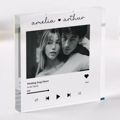 Personalised Song Acrylic Plaque with Photo Music Player Gift for Couple Girlfriend Wife Engagement Wedding or Anniversary Keepsake