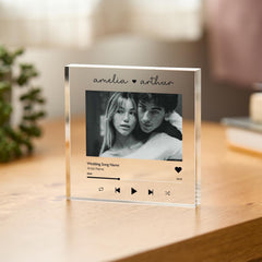 Personalised Song Acrylic Plaque with Photo Music Player Gift for Couple Girlfriend Wife Engagement Wedding or Anniversary Keepsake