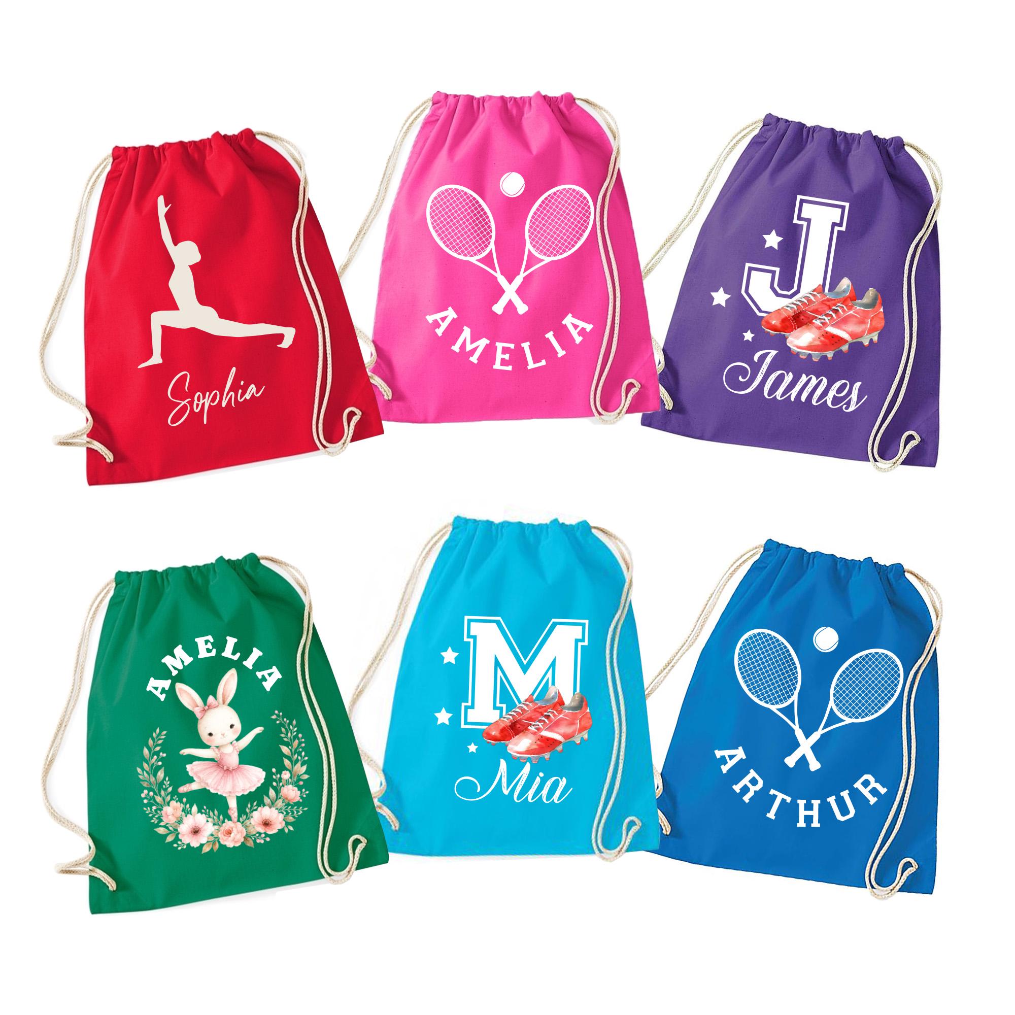 Personalised Sports Drawstring Bag, Custom Name PE Gym Bag, Kids Sports Bag
