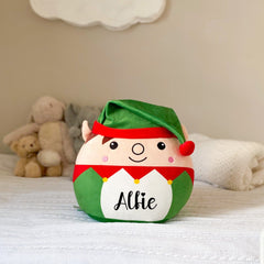 Personalised Squidgy Animals Christmas Elf Reindeer Soft Toy Baby Girl Boy 1St Xmas Gift For Nephew Niece