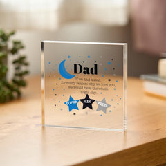 Personalised Star Keepsake Gift for Dad with Kids Name Acrylic Plaque for Father's Day Dad's Birthday or Christmas Present for Daddy Dada
