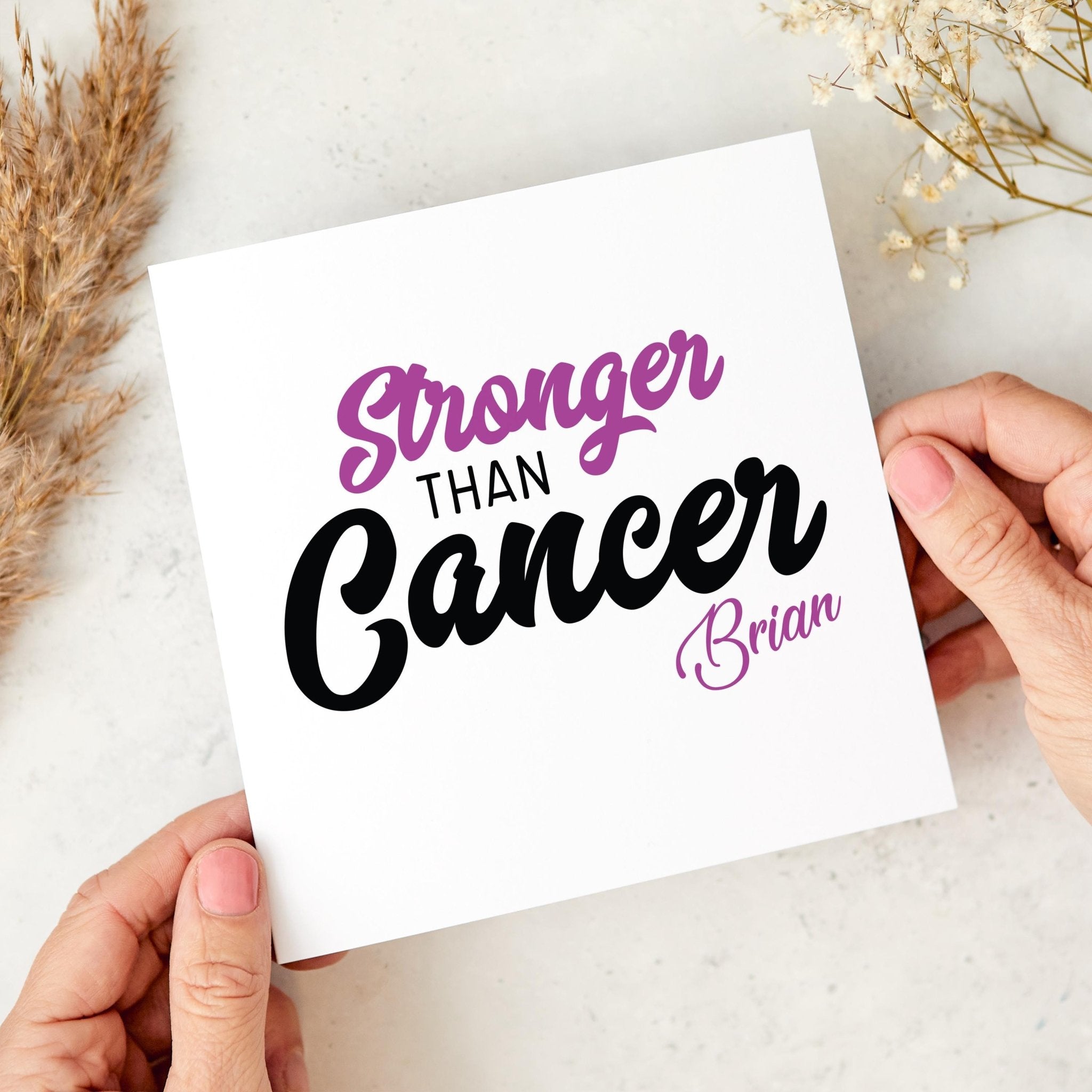 Personalised Stronger Than Cancer Encouragement Card Custom Cancer Survivor Gift Inspirational Support Card for Friend Family Women Cancers
