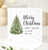 Personalised Teacher Christmas Card Xmas Gift Card for Teacher, Nursery or Teaching Assistant from Child