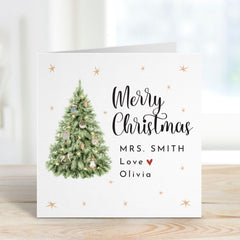 Personalised Teacher Christmas Card Xmas Gift Card for Teacher, Nursery or Teaching Assistant from Child