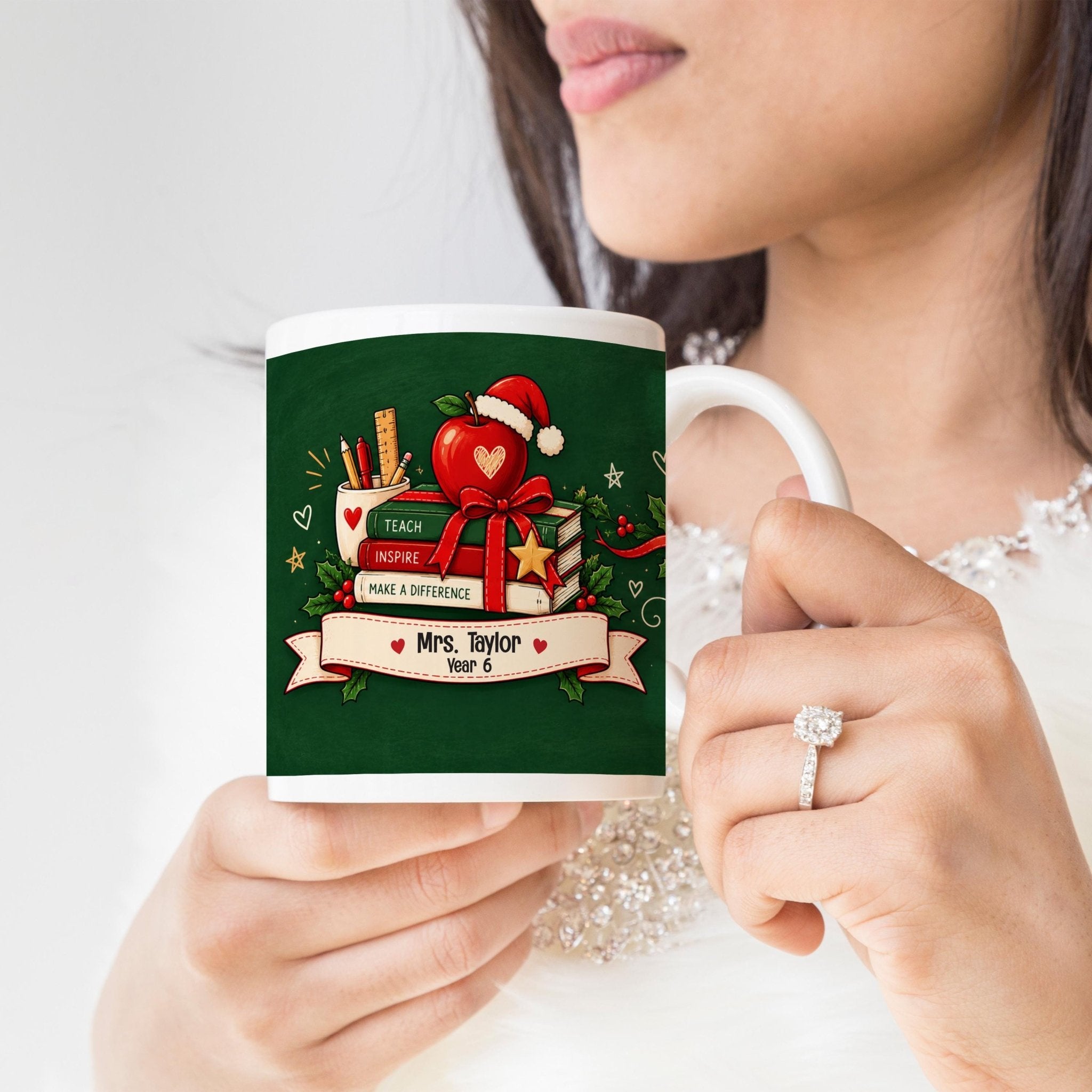 Personalised Teacher Christmas Mug, Xmas Teacher Gift