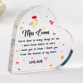 Personalised Teacher Gift Heart Plaque Thank You Keepsake from Child for Nursery, Primary School Staff Christmas End of Term Present