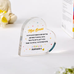 Personalised Teacher Heart Plaque Gift Thank You Poem Keepsake for Primary Nursery End of Term or Teacher's Day from Child or Class