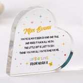 Personalised Teacher Heart Plaque Gift Thank You Poem Keepsake for Primary Nursery End of Term or Teacher's Day from Child or Class