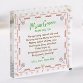 Personalised Teacher Poem Acrylic Plaque Gift Thank You Keepsake for Nursery Primary End of Term Christmas Teacher's Appreciation