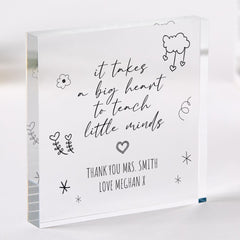 Personalised Teacher Thank You Acrylic Plaque End of Term or Teacher's Day Gift from Child Custom Name Keepsake for Nursery or School