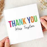 Personalised Teacher Thank You Card Colourful End of Term Appreciation Gift for Nursery Primary or Secondary Teacher