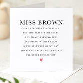 Personalised Teacher Thank You Card Name Poem Design End of Term or Year Gift from Pupil Heartfelt Appreciation Primary Nursery Secondary