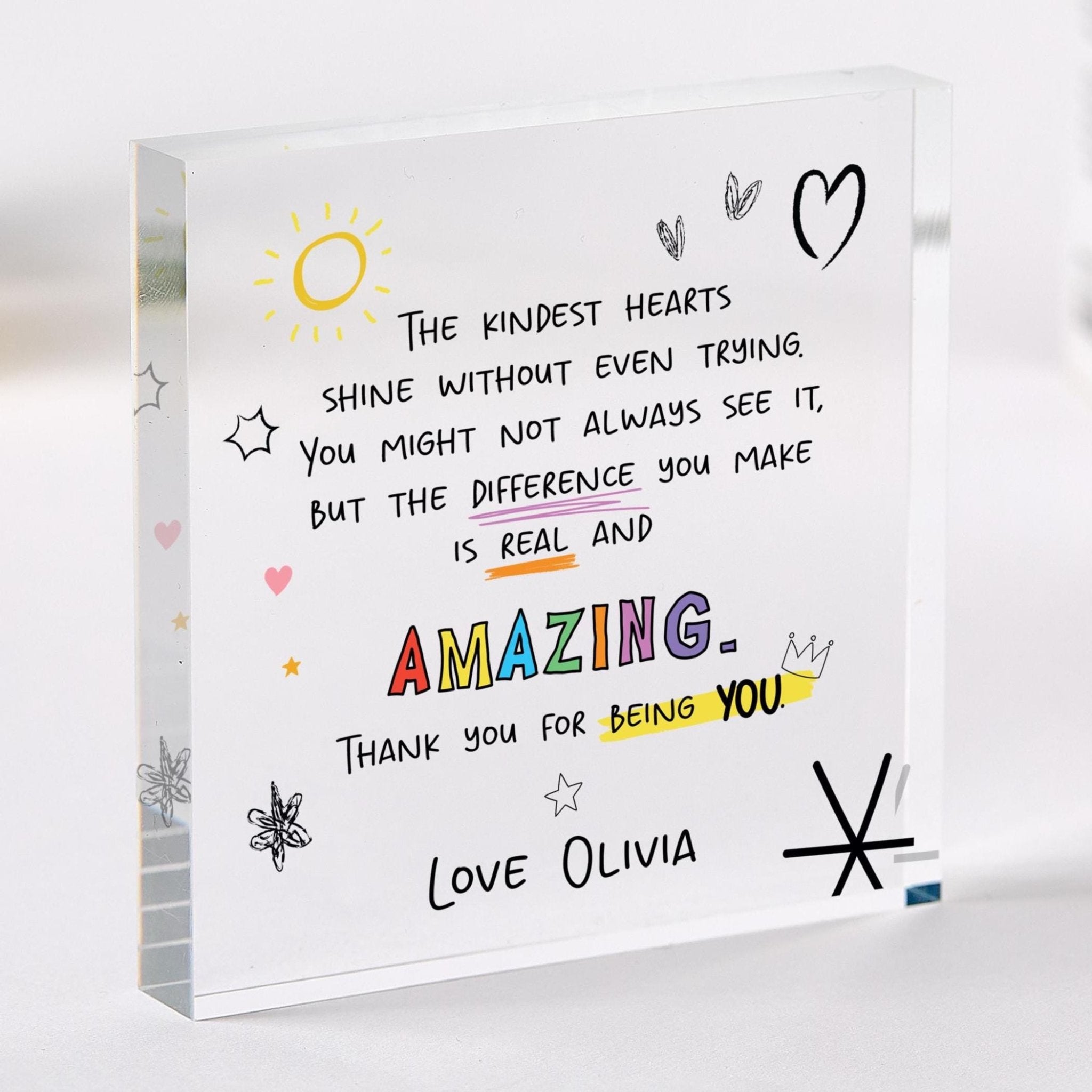 Personalised Teacher Thank You Gift Acrylic Plaque from Child End of Term or Christmas Present for Nursery Primary or Secondary School Staff