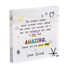 Personalised Teacher Thank You Gift Acrylic Plaque from Child End of Term or Christmas Present for Nursery Primary or Secondary School Staff