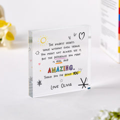 Personalised Teacher Thank You Gift Acrylic Plaque from Child End of Term or Christmas Present for Nursery Primary or Secondary School Staff