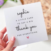 Personalised Thank You Card Custom Name Design with Heart Thoughtful Appreciation Card for Friend Colleague Teacher Boss Family for Her Him