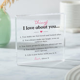 Personalised 'Things I Love About You' Acrylic Block – Custom Name Gift for Friend