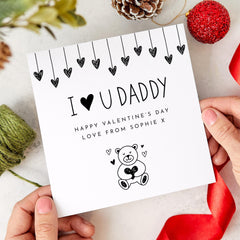 Personalised Valentine's Day Card for Dad Cute I Love You Daddy Bear Heartfelt Card from Daughter or Son Thoughtful Gift for New Dad