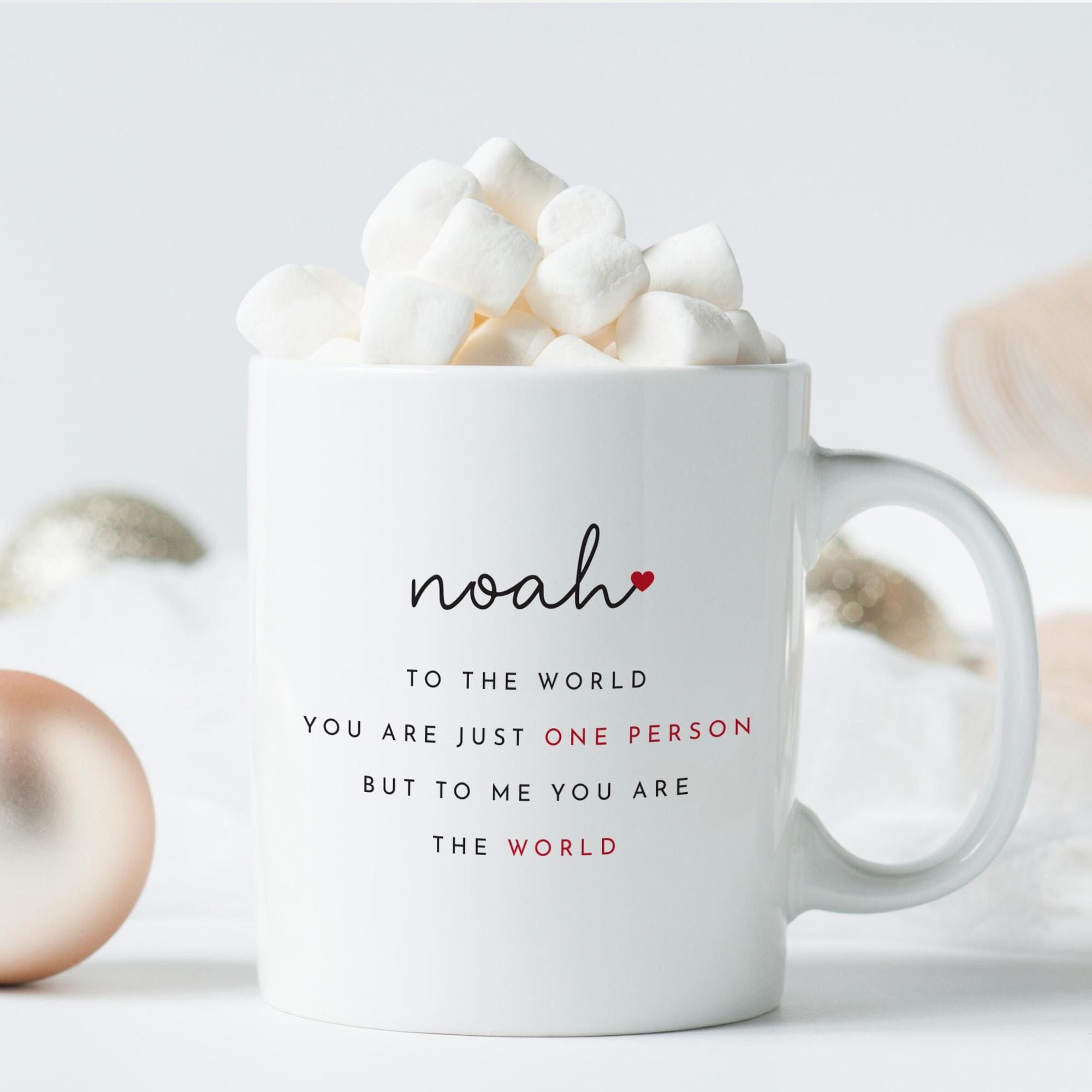 Personalised Valentine’s Mug or Coaster Boyfriend Girlfriend Wife Husband To Me You Are The World Gift