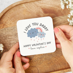 Personalised Valentine’s Mug or Coaster I Love You Daddy Thoughtful Gift from Kids New Dad Son Daughter