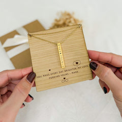 Personalised Vertical Bar Necklace with Engraved Names – Romantic Gift for Her, Girlfriend or Wife