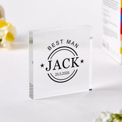 Personalised Wedding Acrylic Plaque Custom Gift Keepsake for Best Man or Father of the Bride with Name & Date
