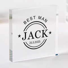 Personalised Wedding Acrylic Plaque Custom Gift Keepsake for Best Man or Father of the Bride with Name & Date
