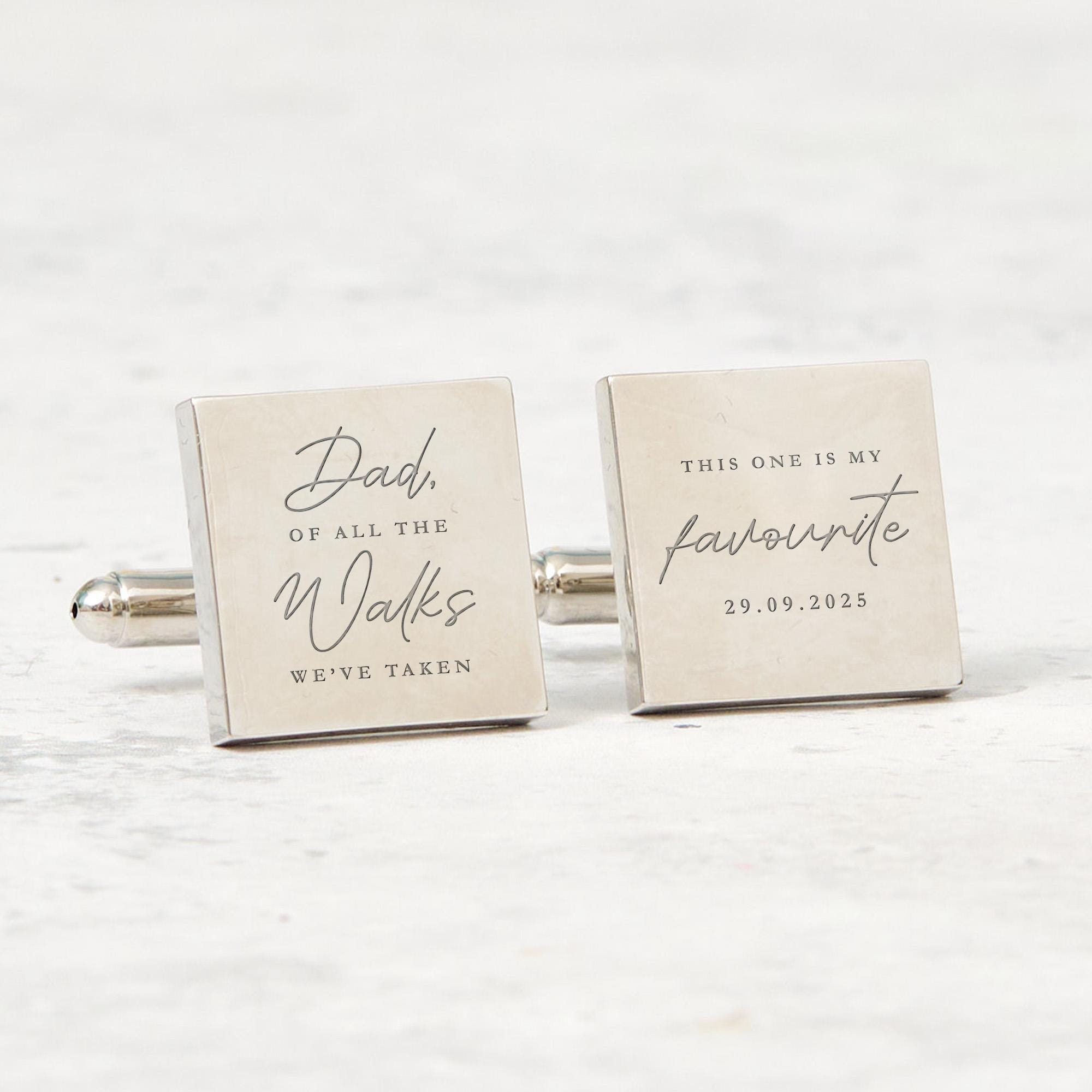 Personalised Wedding Day Cufflinks for Father of the Bride Dad Of All the Walks We've Taken This One Is my Favourite Engraved Gift