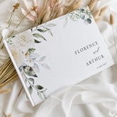 Personalised Wedding Guest Book | Elegant Floral Keepsake | Green Black White Colours