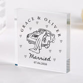 Personalised Wedding Keepsake, Newlywed Couple Gift, Wedding Date Acrylic Block