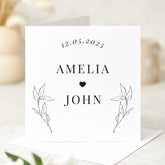 Personalised Wedding or Anniversary Card Custom Names and Date Minimalist Elegant Love Card for Couple Engagement Valentine's Day Keepsake