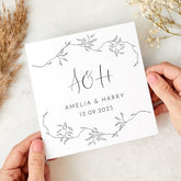 Personalised Wedding or Engagement Card – Custom Initials Names and Date – Elegant Minimalist Card for Couples – Unique Keepsake Gift