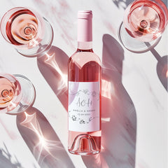 Personalised Wedding or Engagement Gift Wine Label with Floral Design Names and Date Romantic Celebration Keepsake for Newlywed Housewarming