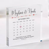 Personalised Wedding or Engagement Gift with Your Message Date Acrylic Plaque Calendar Gift Romantic Keepsake for Newlyweds or Anniversary