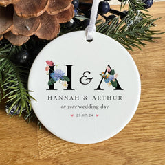 Personalised Wedding Ornament with Initials Names & Date Congratulations on Your Wedding Day Keepsake Newlywed Gift for Couple Newlywed