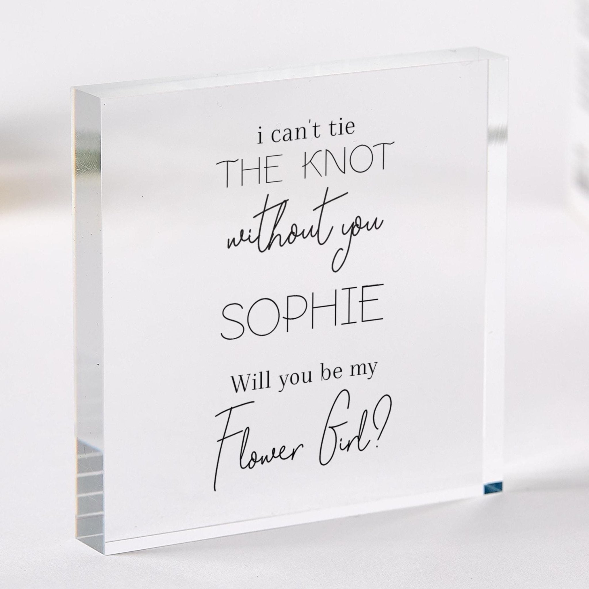 Personalised ˜Will You Be My Flower Girl?' Proposal Gift ANY ROLE Acrylic Plaque Cute Wedding Proposal Keepsake Maid of Honour Bridesmaid