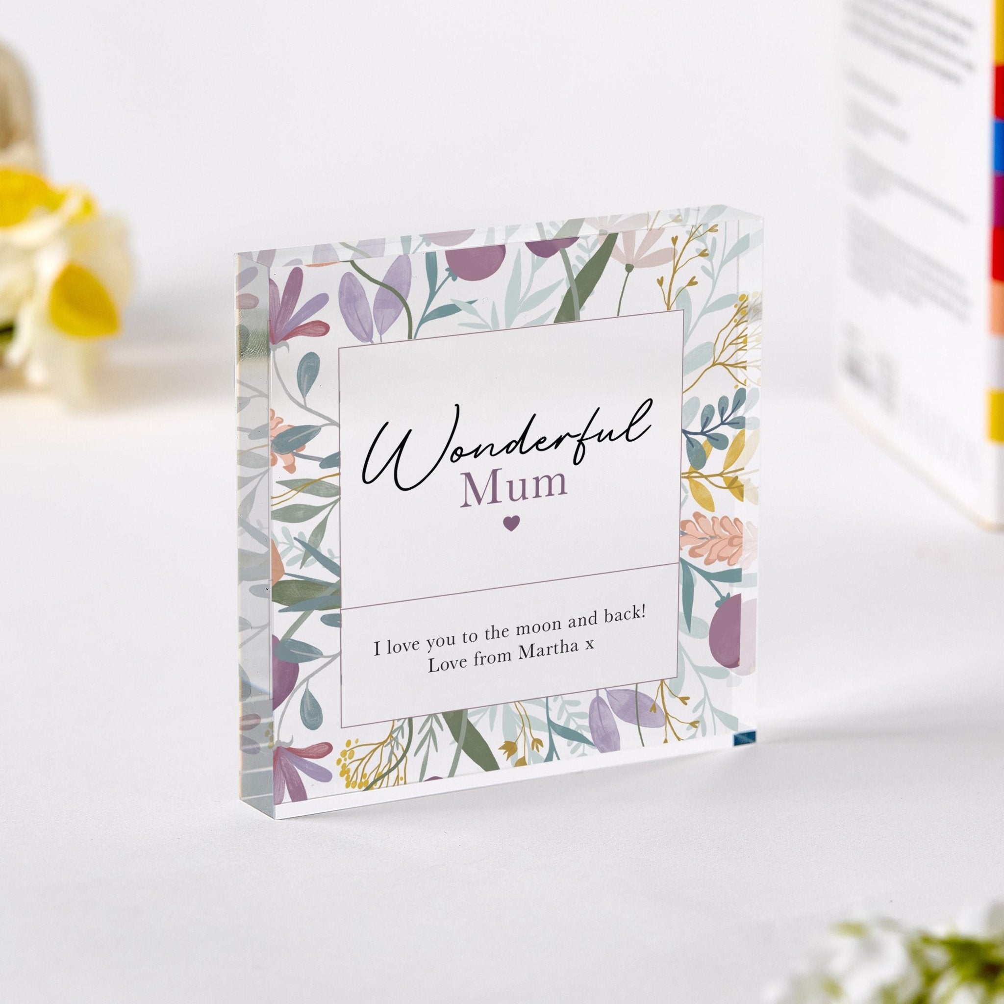 Personalised Wonderful Mum Acrylic Plaque – Gift for Mother’s Day or Birthday